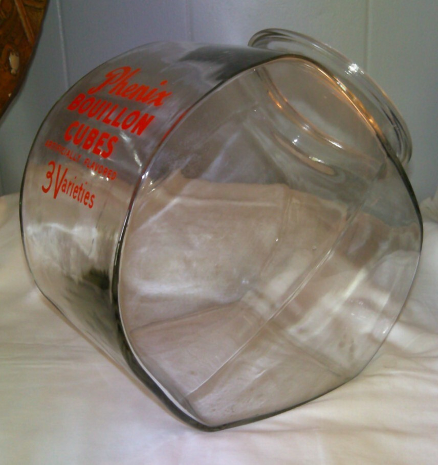 Vintage Phenix Bouillon Cubes Advertising Counter Display Canister Jar