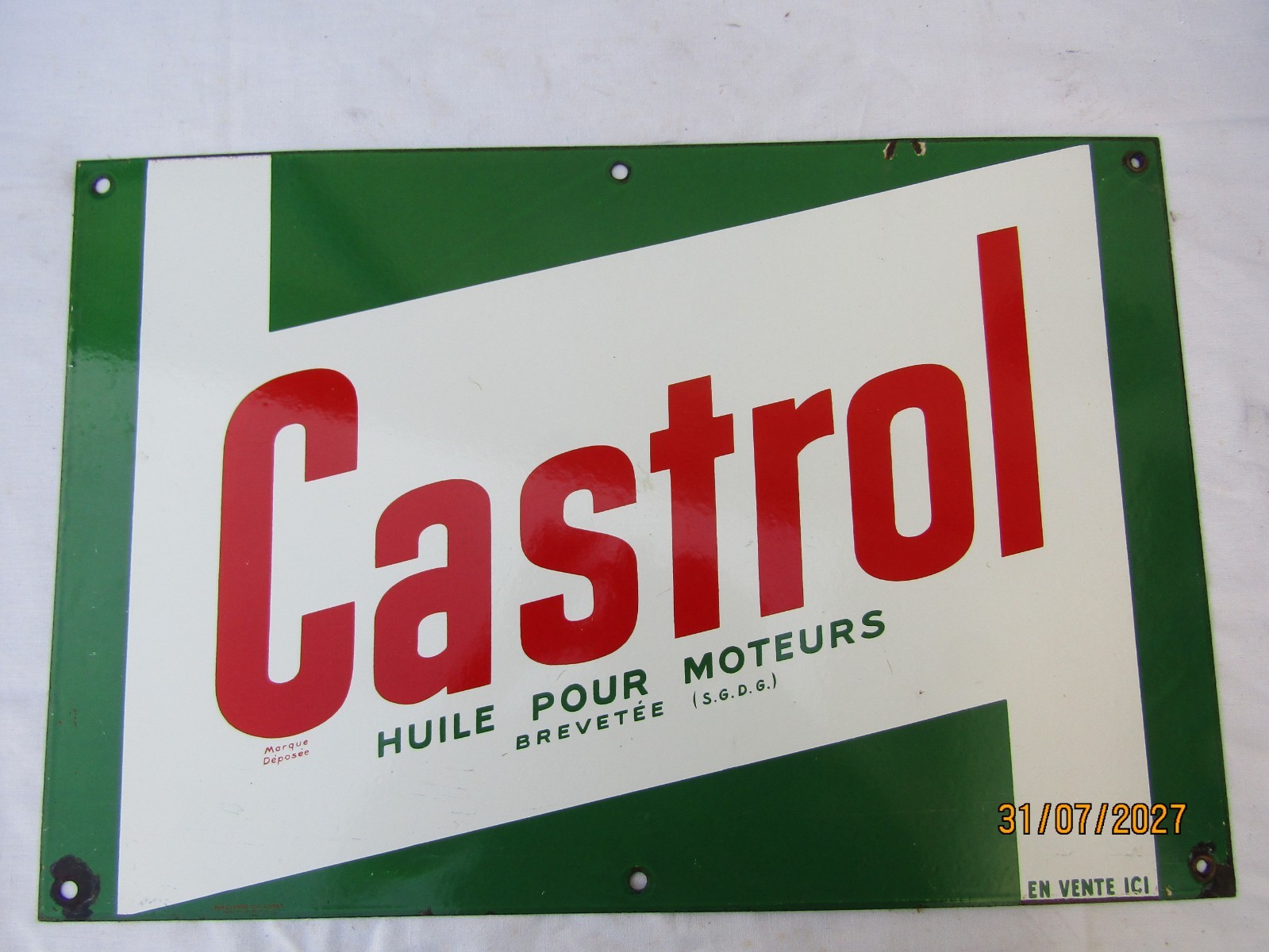 old enamel plate castrol automobile garage oil automobilia 40 by 60c