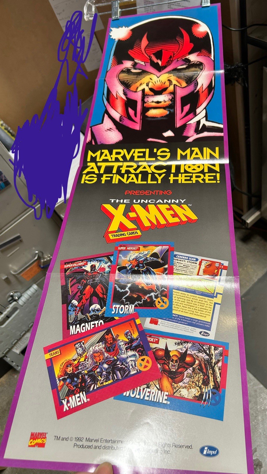 Folded Poster Uncanny X-Men Trading Cards Advertising 1992