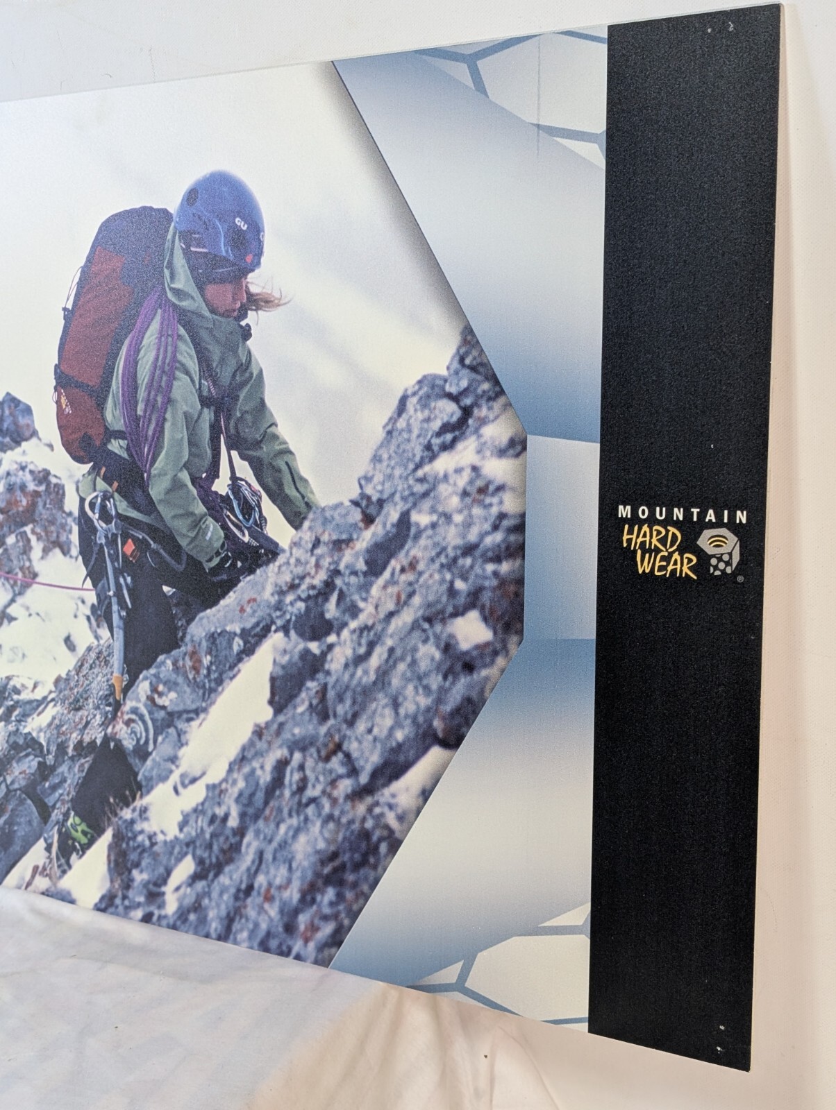 Mountain Hardwear Advertising Placard 26×18 Hard Plexiglass Plastic Mountaineer