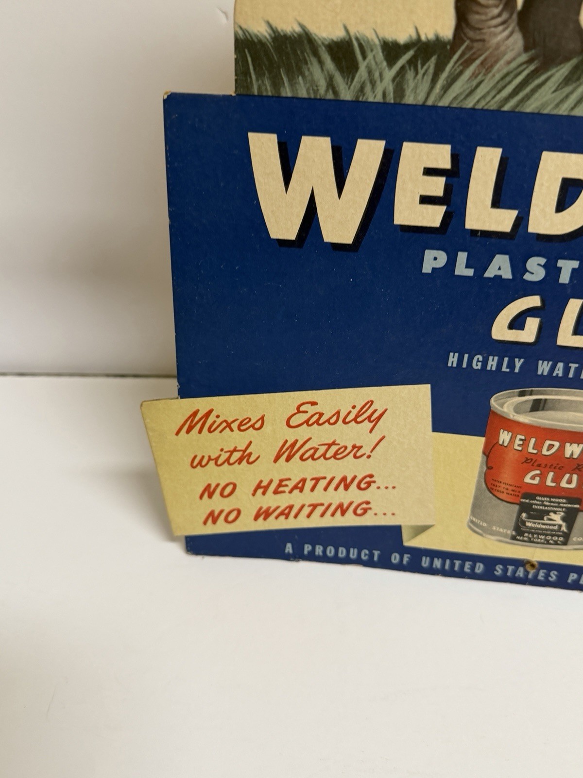 Vintage Weldwood Plastic Resin Glue Countertop Pop Up Display 15″ x 13″