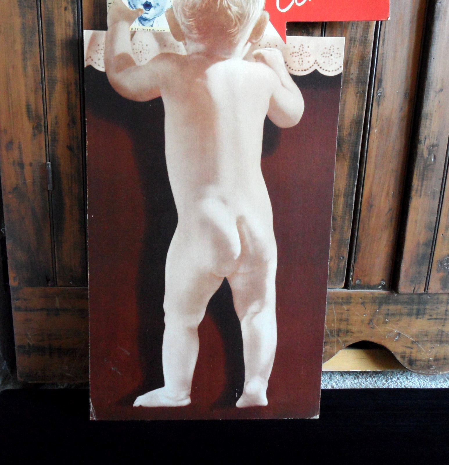 orig. 1950s-60s GERBER’S Baby Food *BABY’S BOTTOM* Easel-Back Sign/Store Display