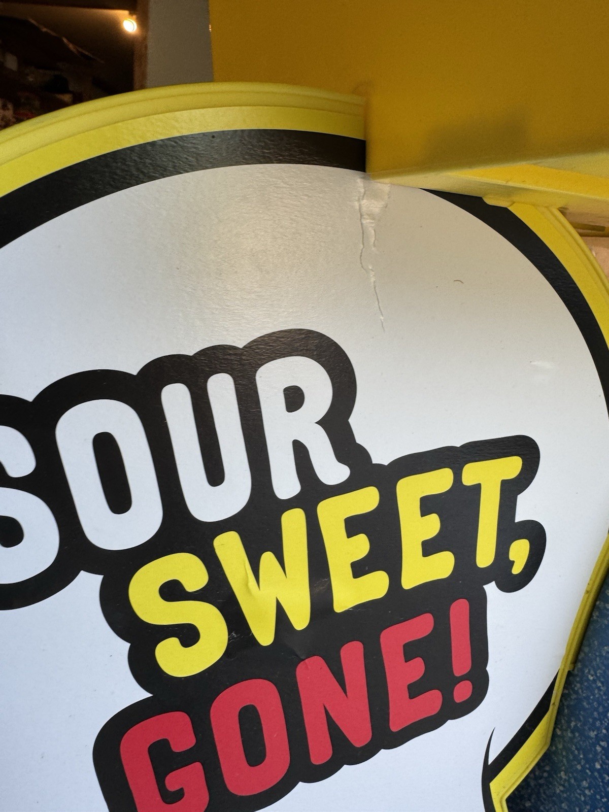 Big Sour Patch Store Display Blow Mold Sour Sweet Gone Blue Yellow Tray Rolling