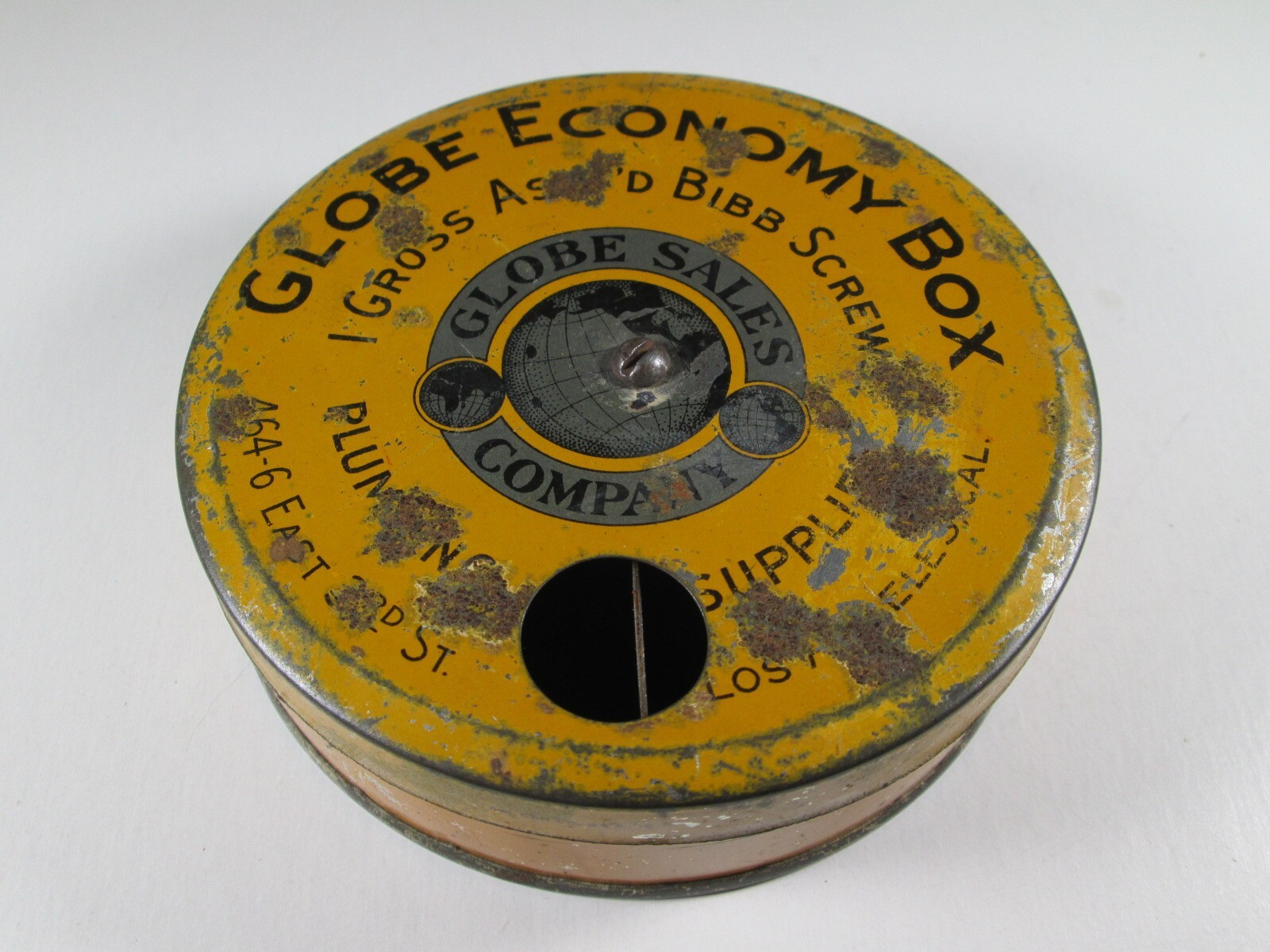 Tin Litho Plumbing Hardware Store Screw Adv. Display Box, Globe Sales Co. 1910’s