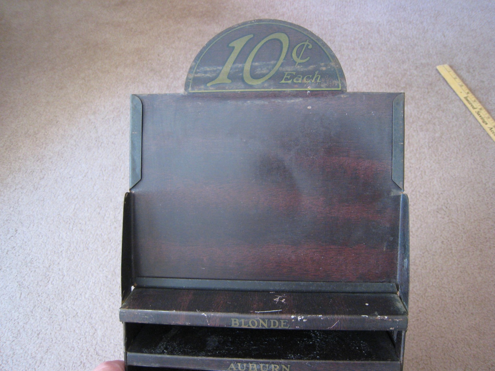 Antique Luxrite Nets Tin General Store Display Cabinet Counter Top