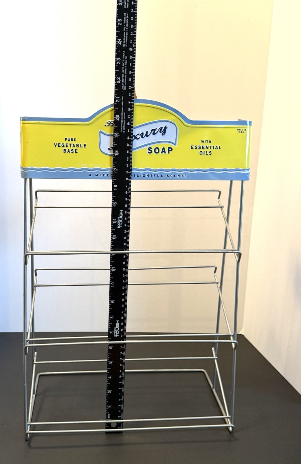 Blue Q Luxury Soap Advertising Store Display Metal Rack 21 x X 13.5 X 9” USA
