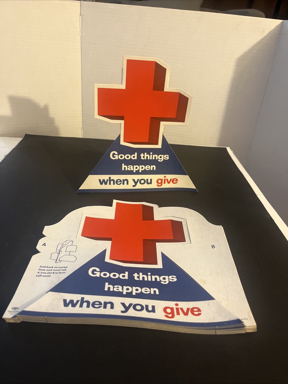 1960 American Red Cross NOS Vintage Advertising Signs Cardboard 3D Easel
