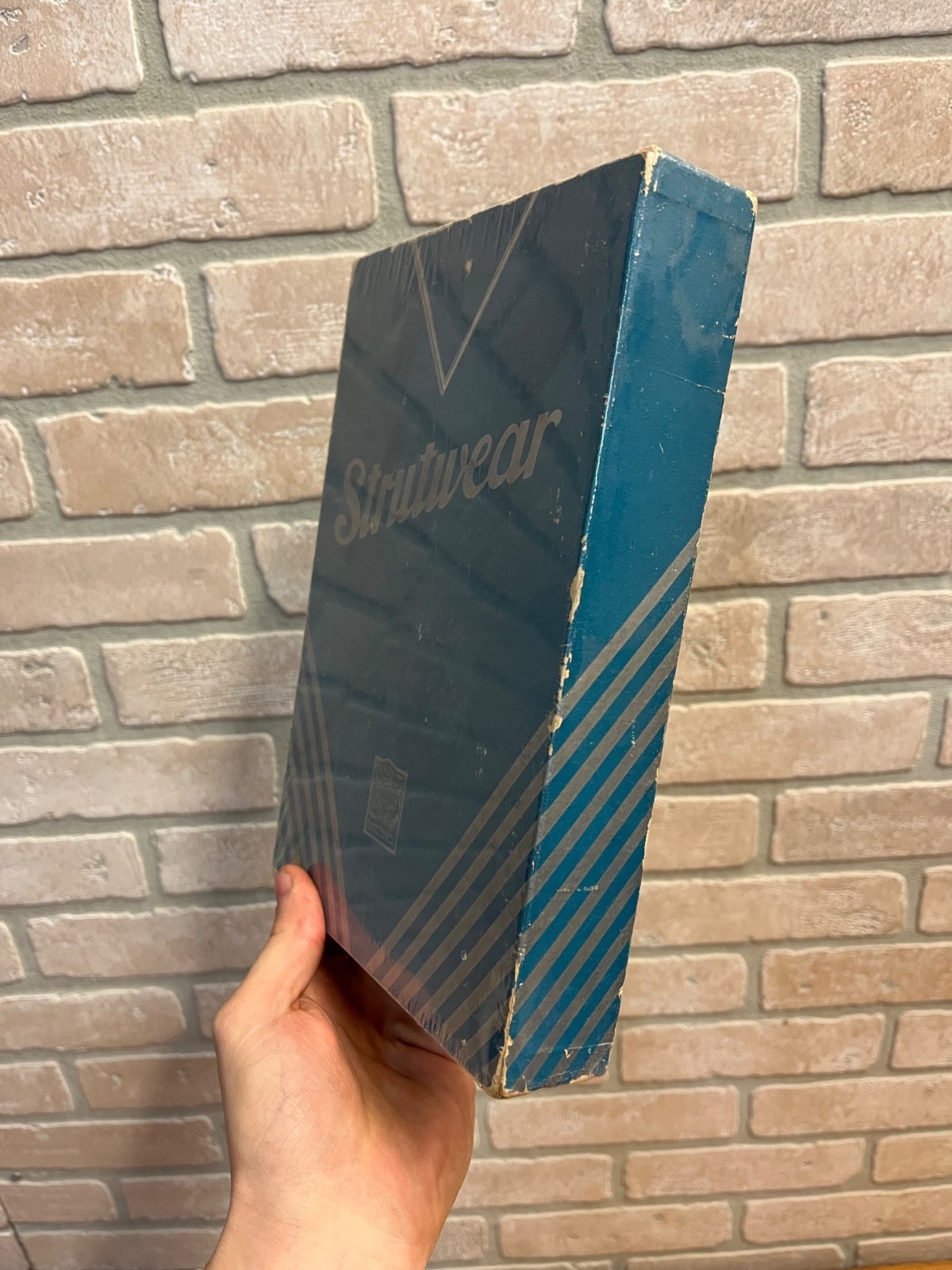 Vintage Strutwear Hosiery Stocking Empty Store Display Box 1930s Blue Silver