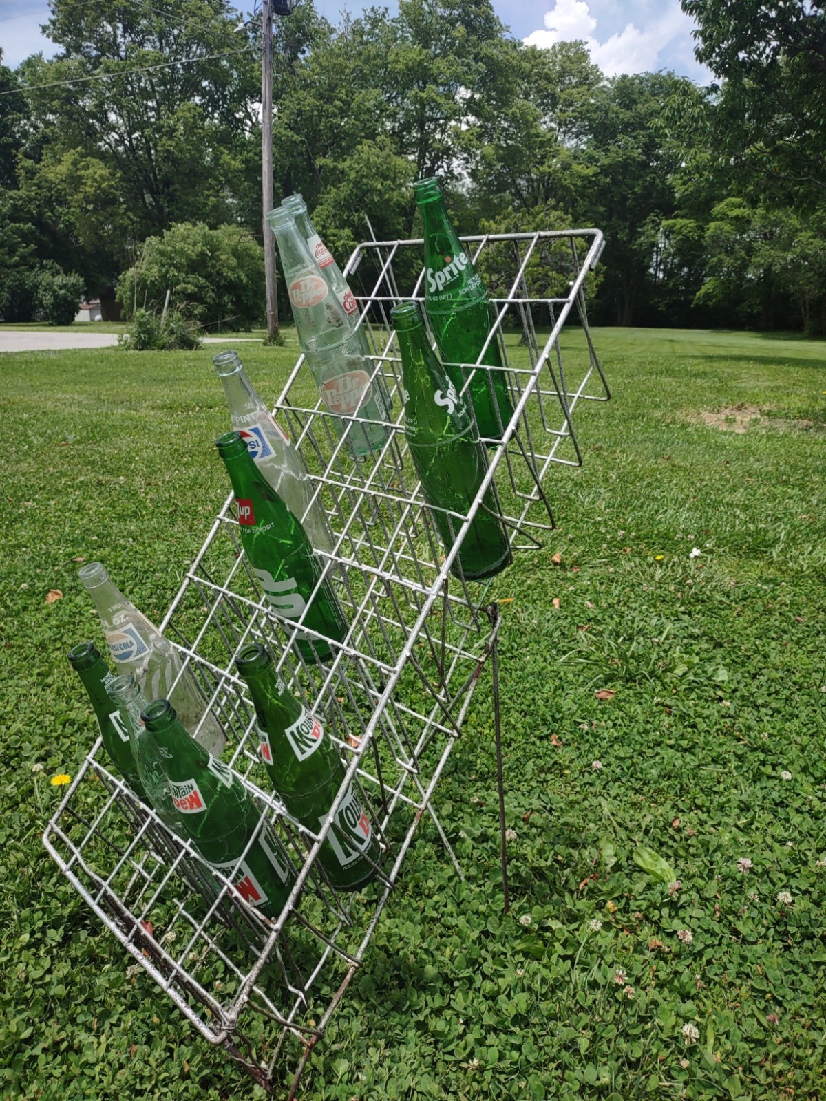 Vintage Metal Glass Pop Bottle Display Stand 3 ft x 14in (Bottles Not Included)