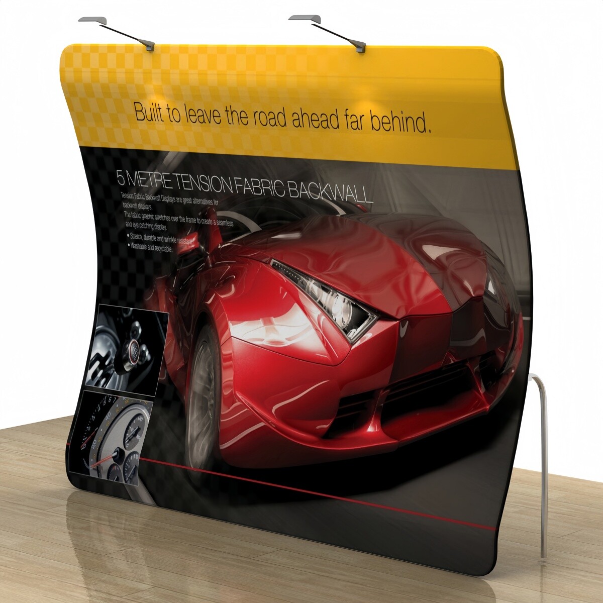 9ft Vertical Curve Portable Back Wall Display Tension Fabric + Custom Graphic