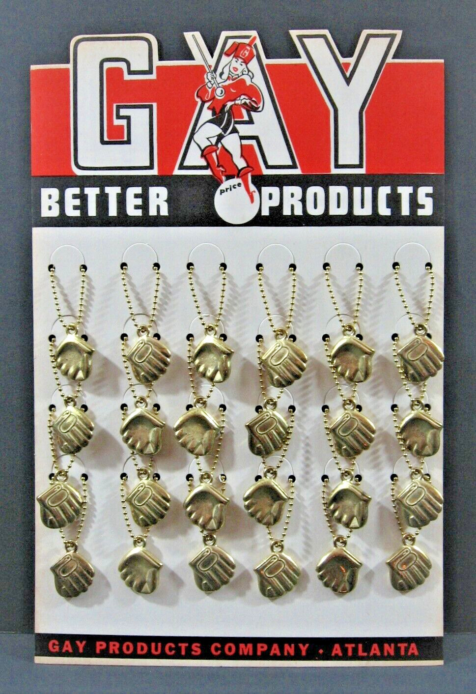Vintage Baseball Gloves (24) Gold Plated Charms Gay Store Display Unsold Stock