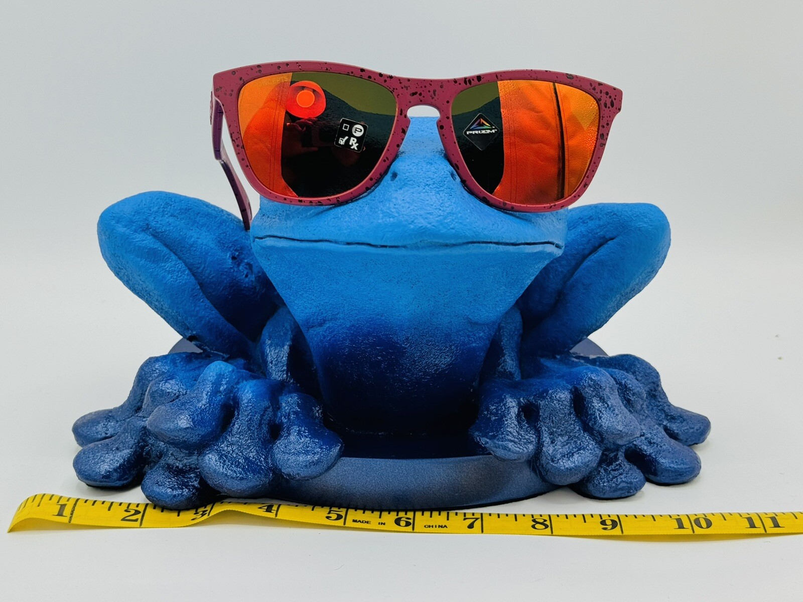 CUSTOM FROG HEAD DISPLAY FOR OAKLEY FROGSKINS SUNGLASSES BLUE SOLID 11in WIDE