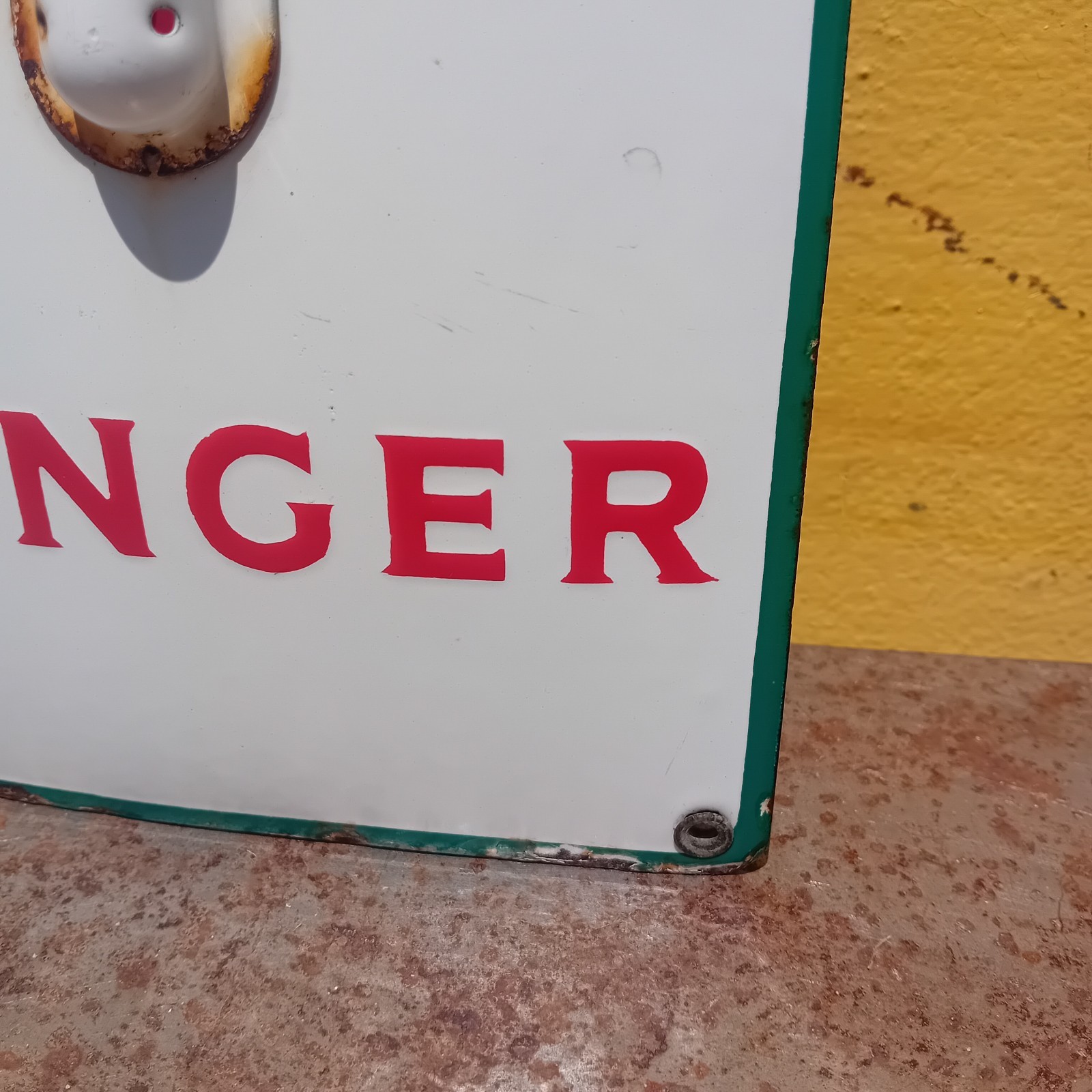 Singer Enamel Thermometer Table Sign