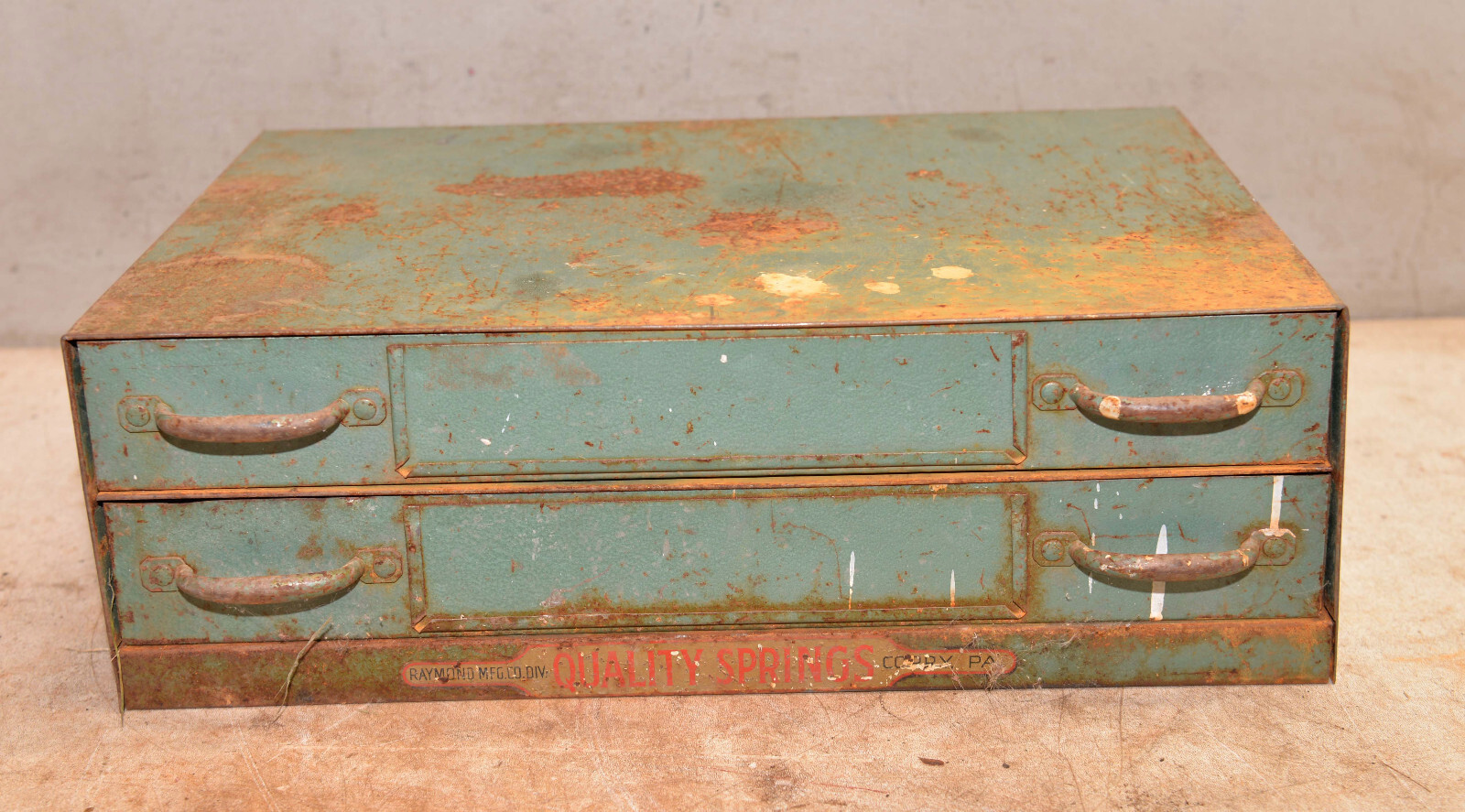 Vintage hardware store metal display box jewelery collectible storge bin chest
