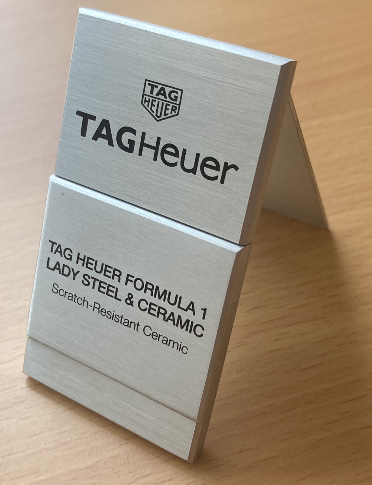 Tag Heuer Watch Chronograph Formula 1￼ Brushed Steel Counter Display Sign Stand