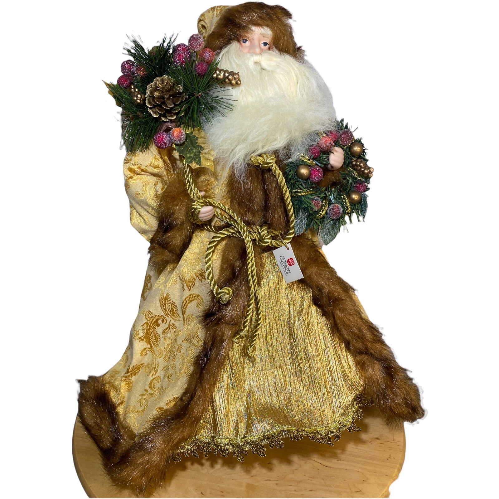 16″ Santa In Gold Robe Christmas Topper American Greeting Vintage Display