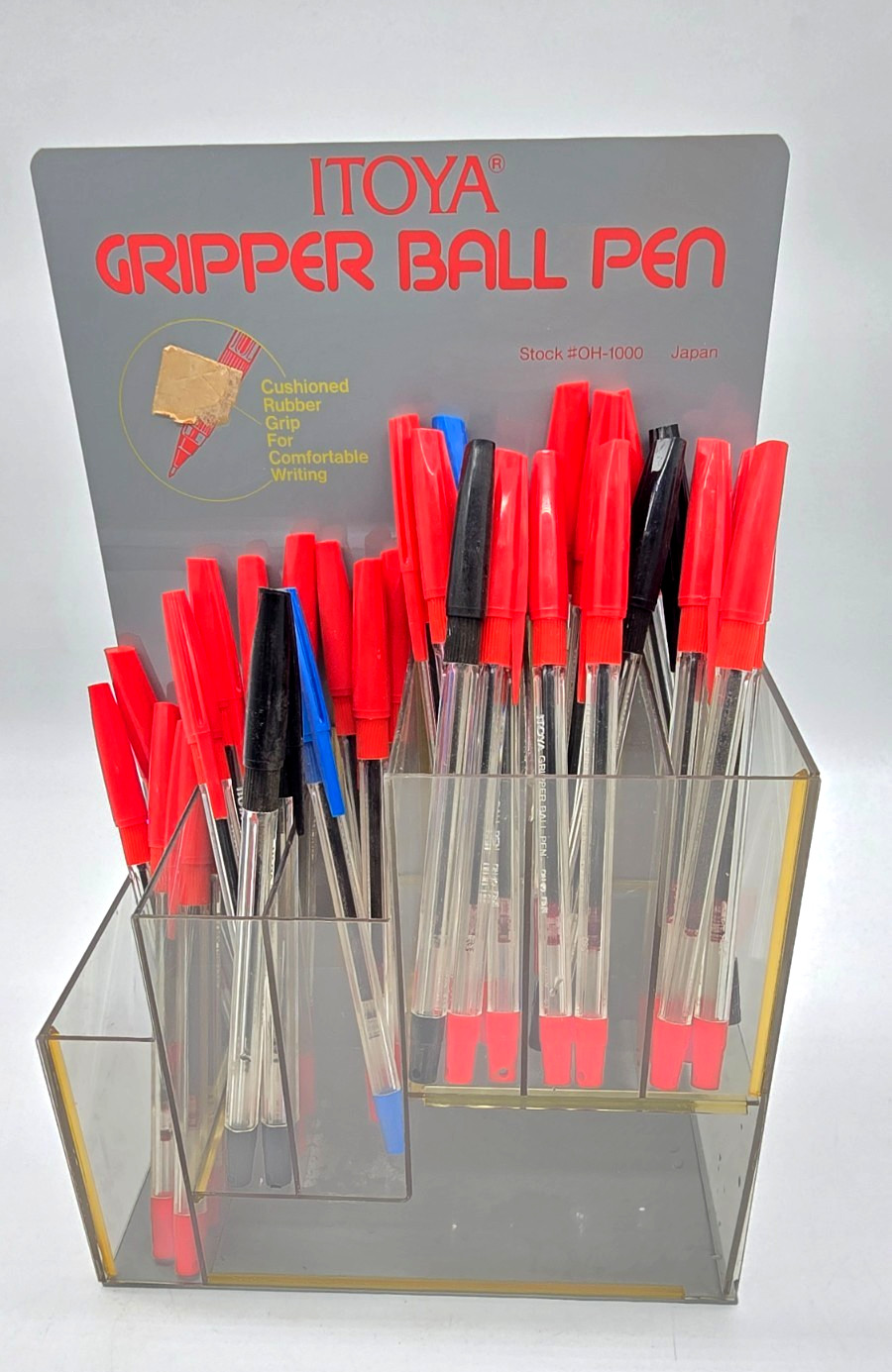 Vintage ITOYA Gripper Ball Point Pen Retail Store Display w/Pens