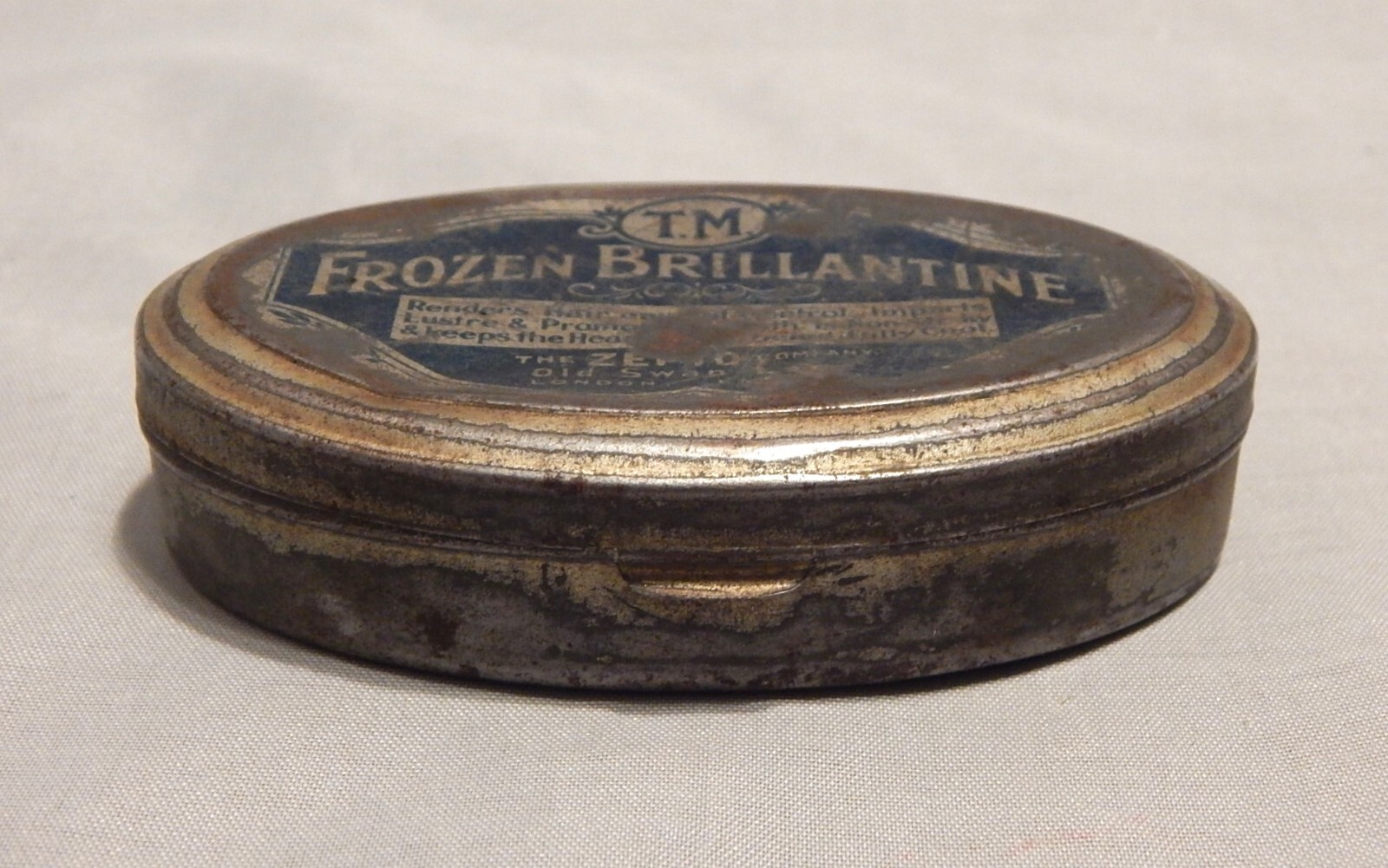 Antique Tin Frozen Brillantine Hair Product Made in England