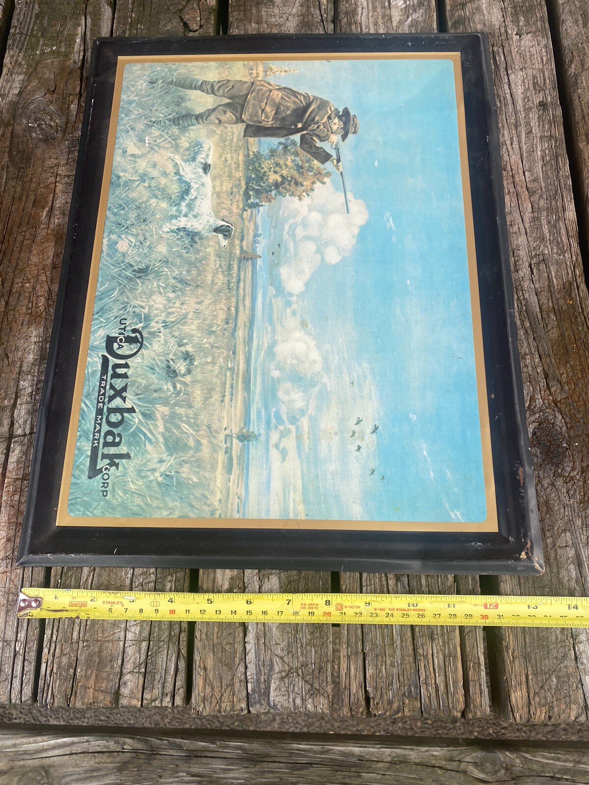 Vintage Utica Duxbak Corp Metal Over Cardboard Store Sign