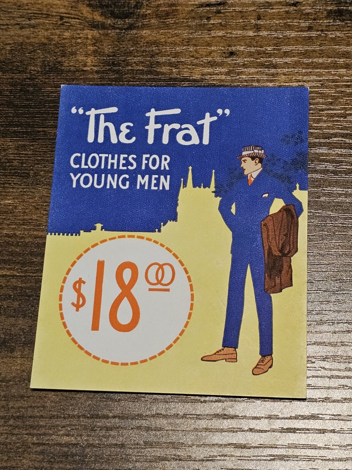 Vintage “The Frat” Clothes For Young Men $18 Price Ticket Tag Sign