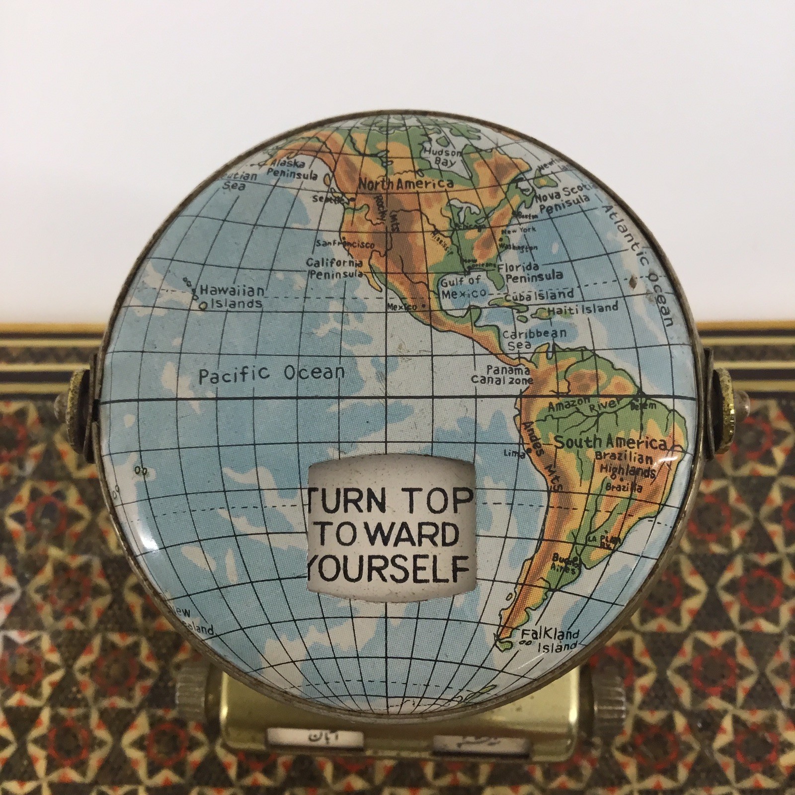 1950s METAL PERPETUAL CALENDAR MADE IN JAPAN FOR VINTAGE ARAB MARKET