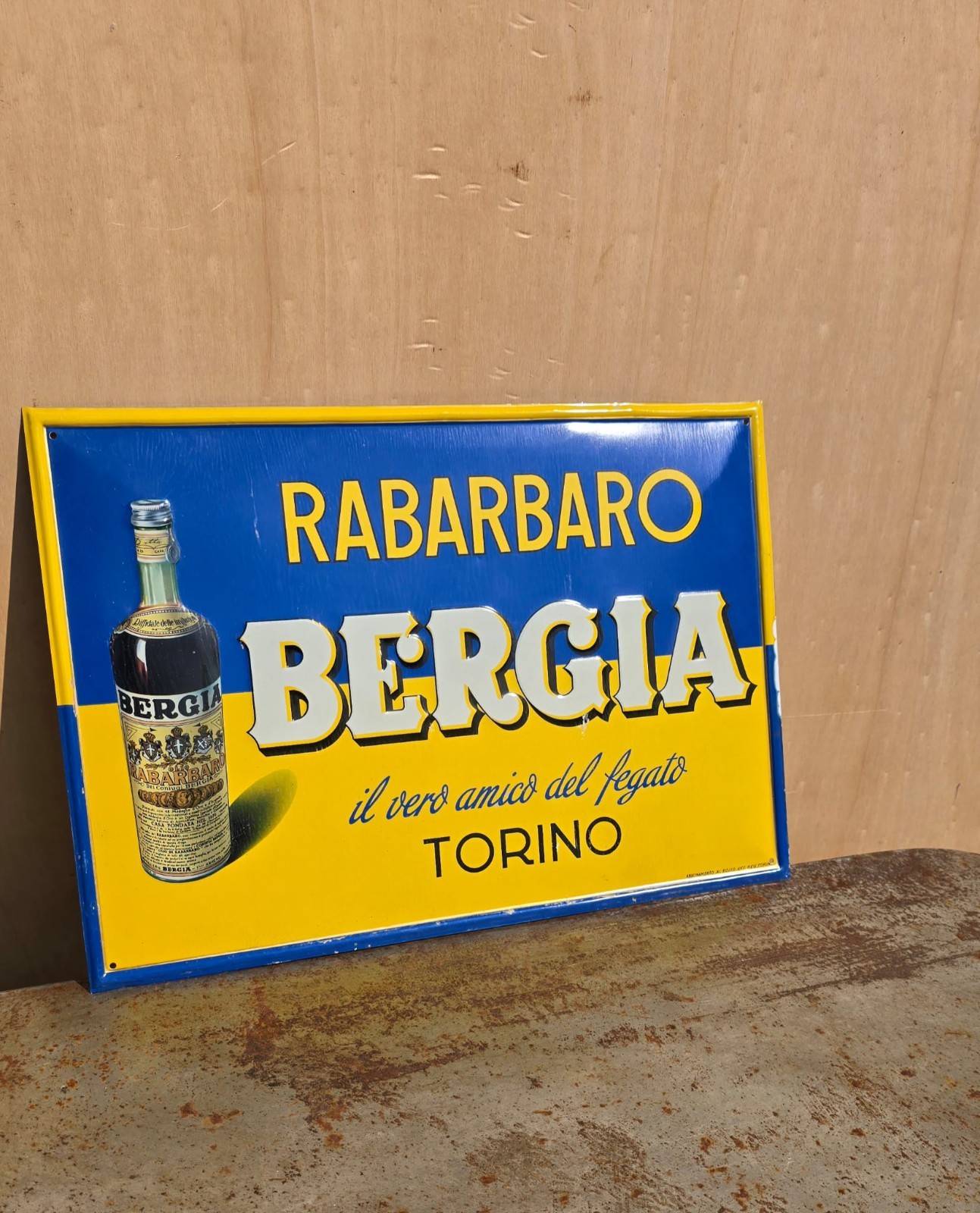 Bergia Turin Rhubarb Lithographed Table Sign