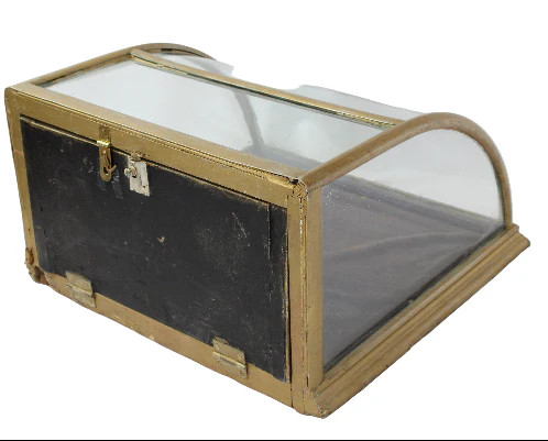 Antique Large Curved Glass Countertop Display Case