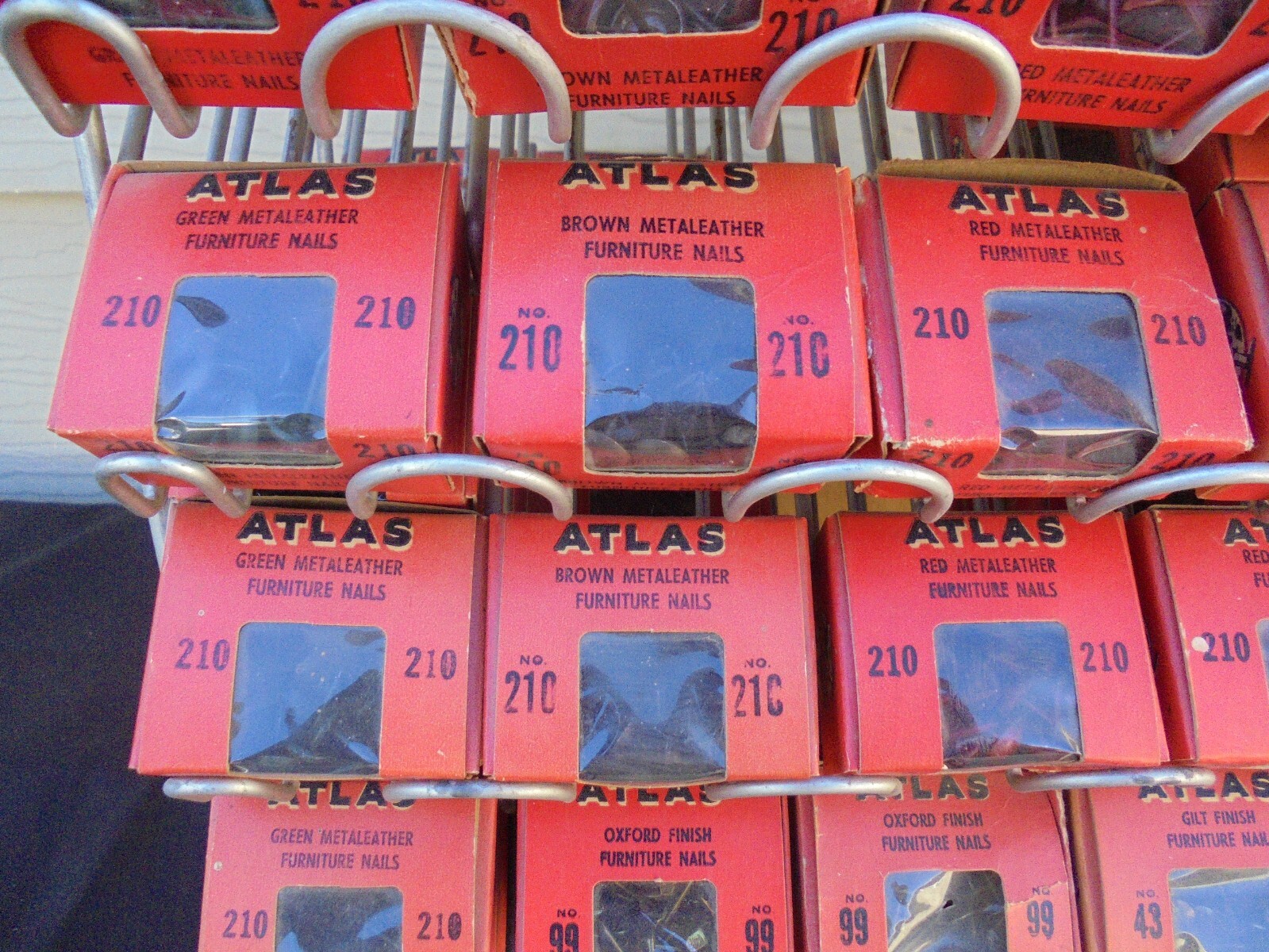 Atlas Tack And Nail Countertop Display Rack Metal Advertising Sign & Nails Tacks