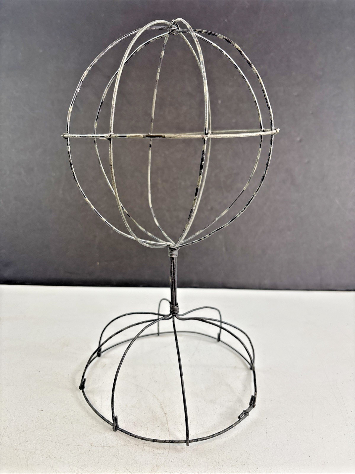 Wire Hat & Wig Display Stand ~ Millinery Store Tabletop Rustic