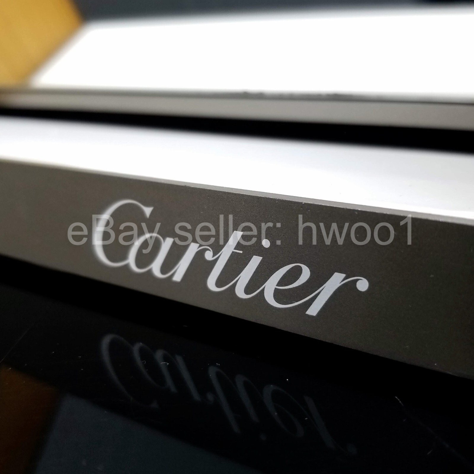 Cartier Store Tabletop Commercial Display Swivel MIRROR w/ Stand, Red & Grey