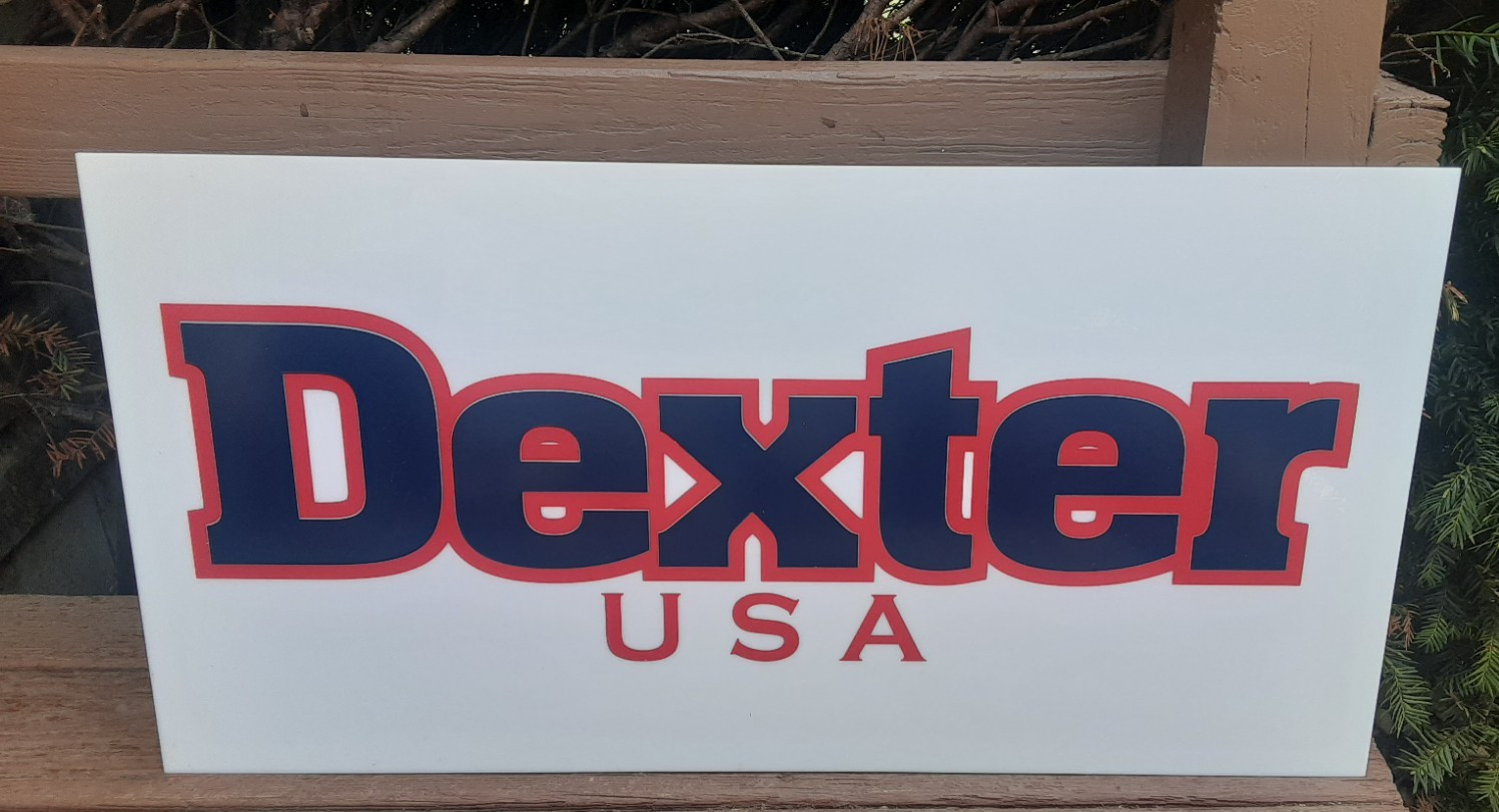 Dexter USA Shoe Advertising Display Piece SIGN Hard plastic 15″ by 30″ vintage