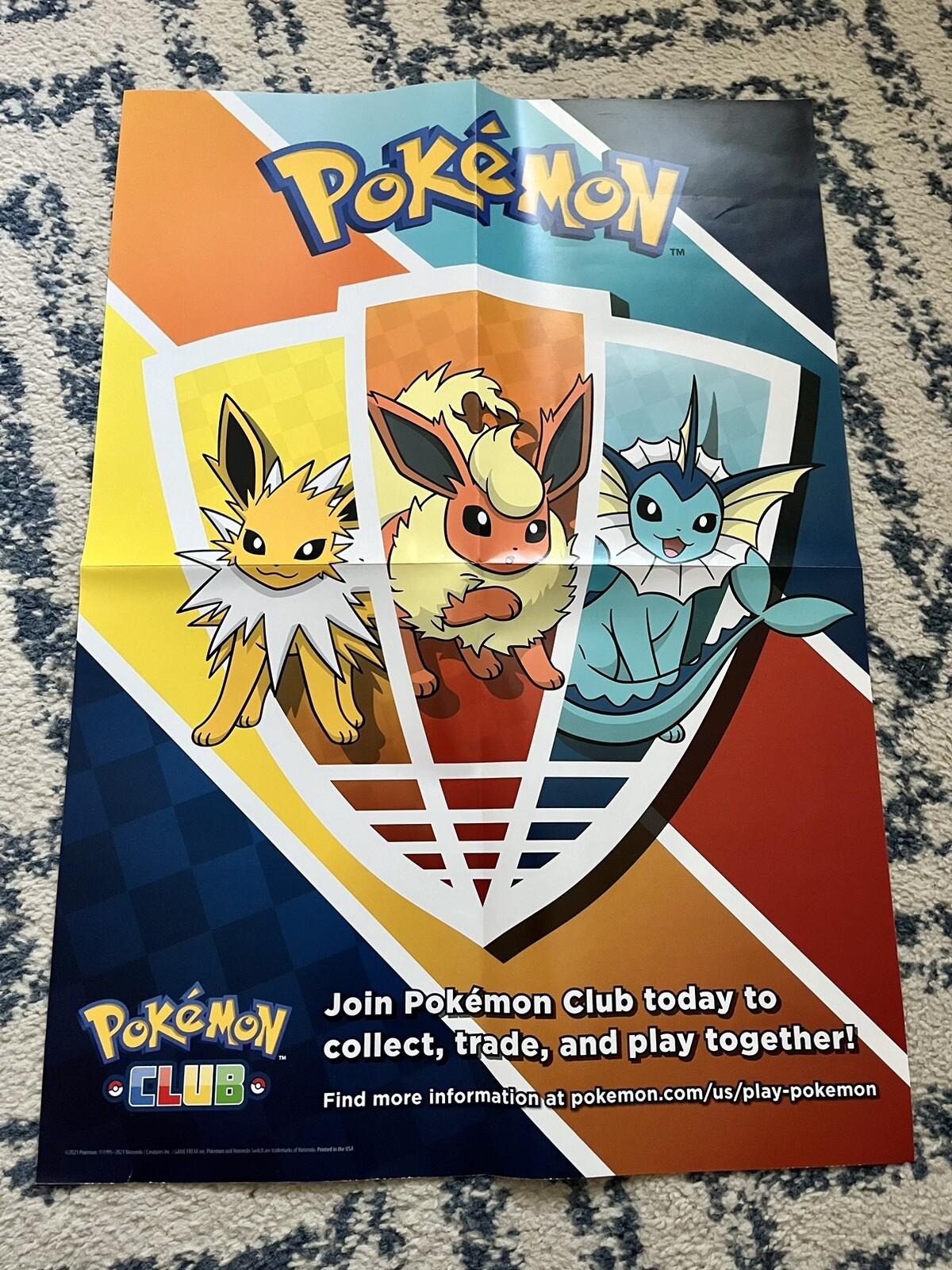 2021 Pokemon CLUB League Store Display Poster 23×16 Sword & Shield Used TCG