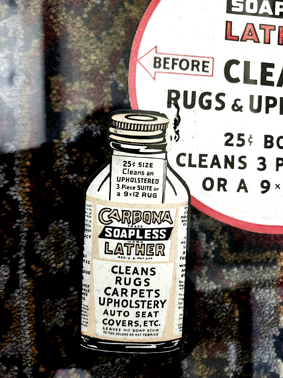 1940s Uniquely Framed Store Display Ad for Carbona Soapless Lather 13×11