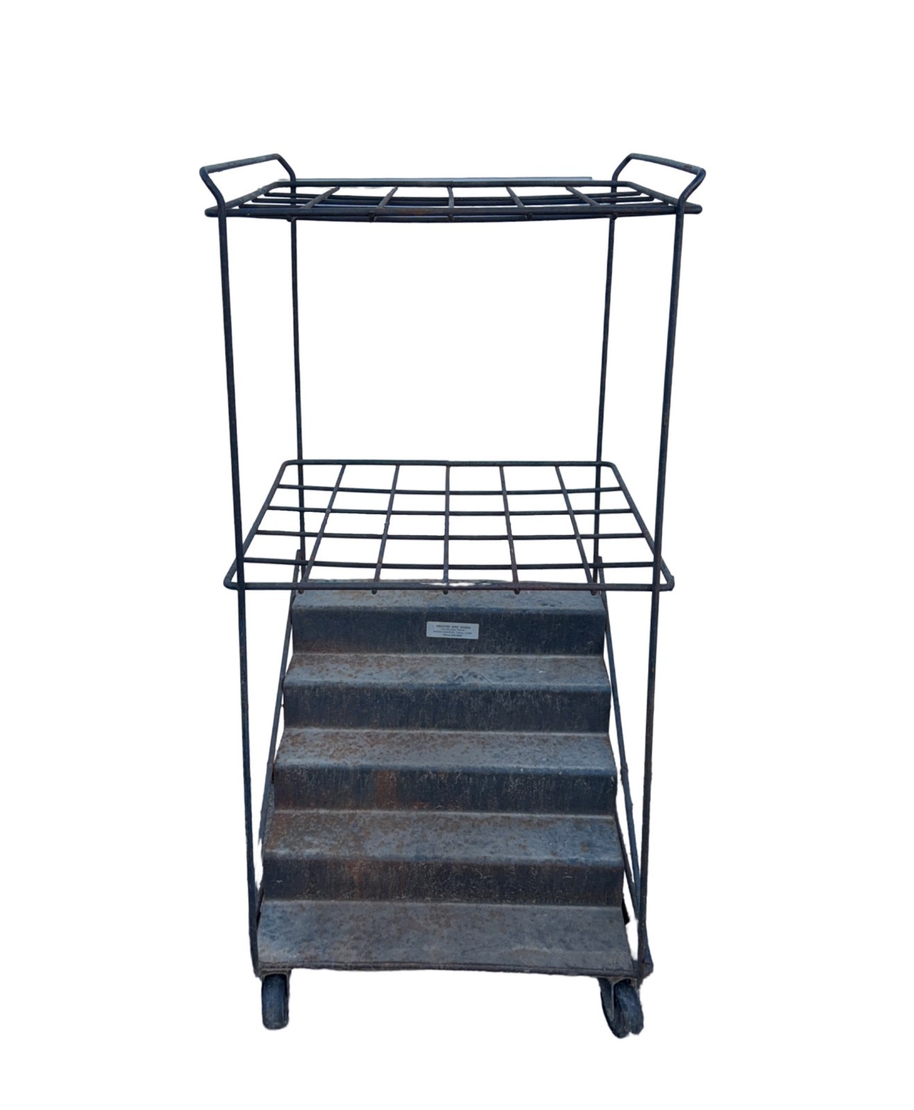 Vtg 32 x 16 x 15″ Tiered Metal Retail Display Cart Rack Houston Wire Works