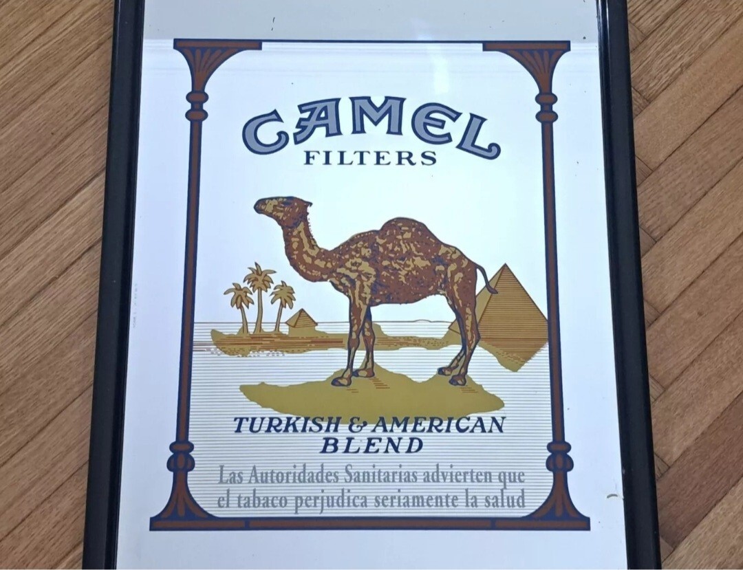 MIRROR FRAME-CAMEL CIGARETTES/CIGARETTES-MIRROR PAINTING PICTURES-VINTAGE