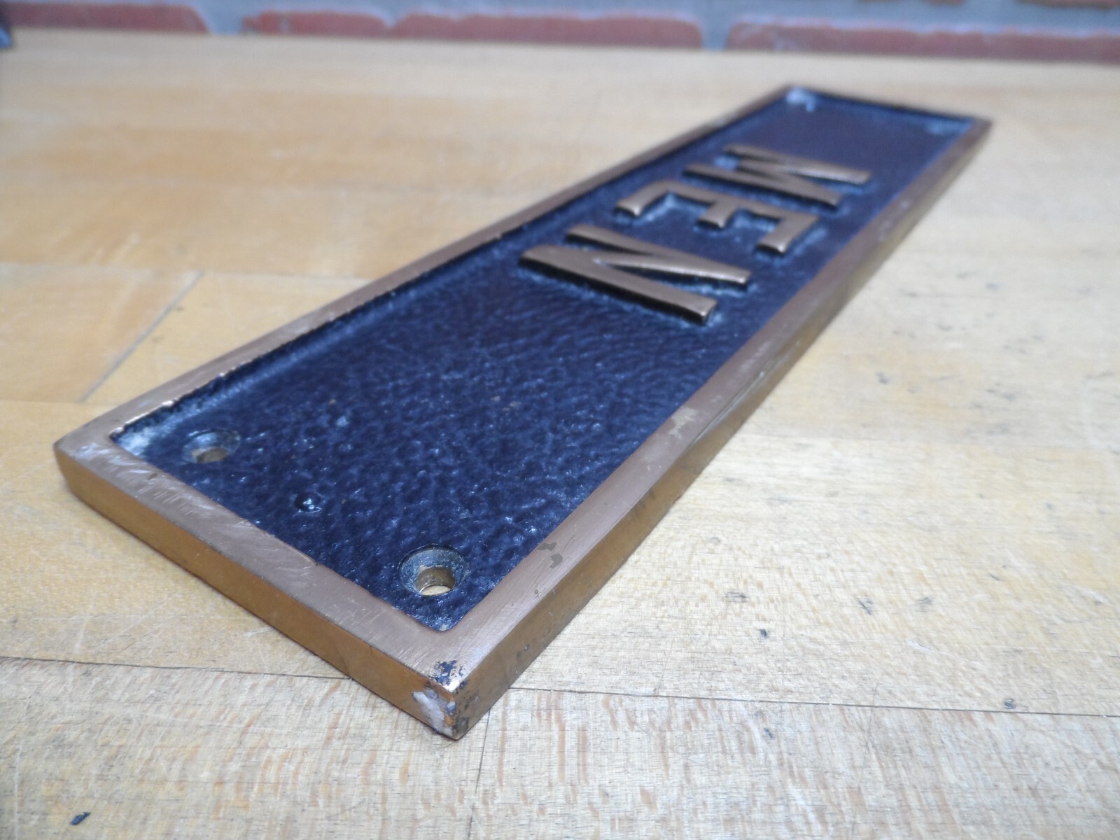 MEN Old Thick Embossed Bronze Brass Sign Restroom Bathroom Bar Shop Gas Station