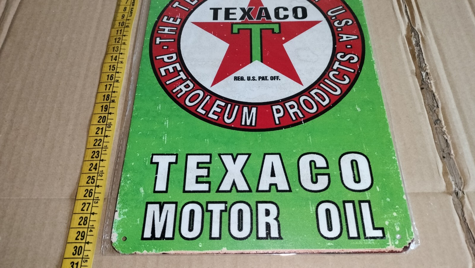 Texaco Motor Oil Brand Collectible Metal Advertising Sign Table