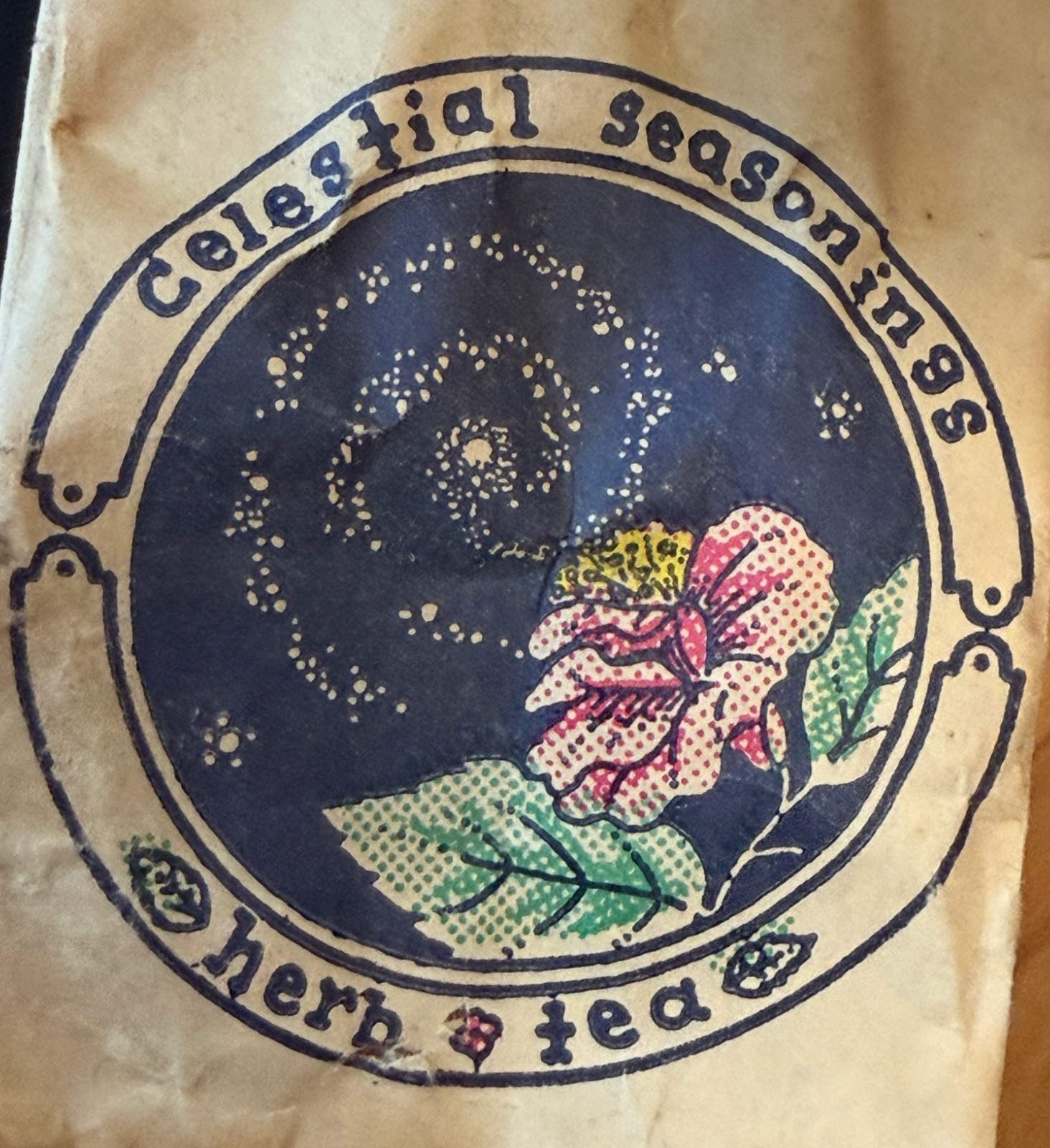 1973 Very Early Celestial Seasoning Packaging / Bag for Herbal Gotu Kola Tea