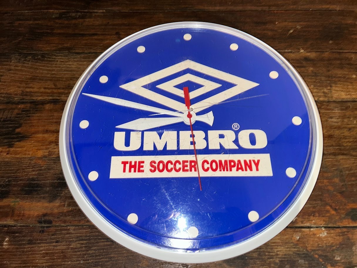 Vintage Umbro The Soccer Company Plastic 12.5″ Round Clock Made in USA