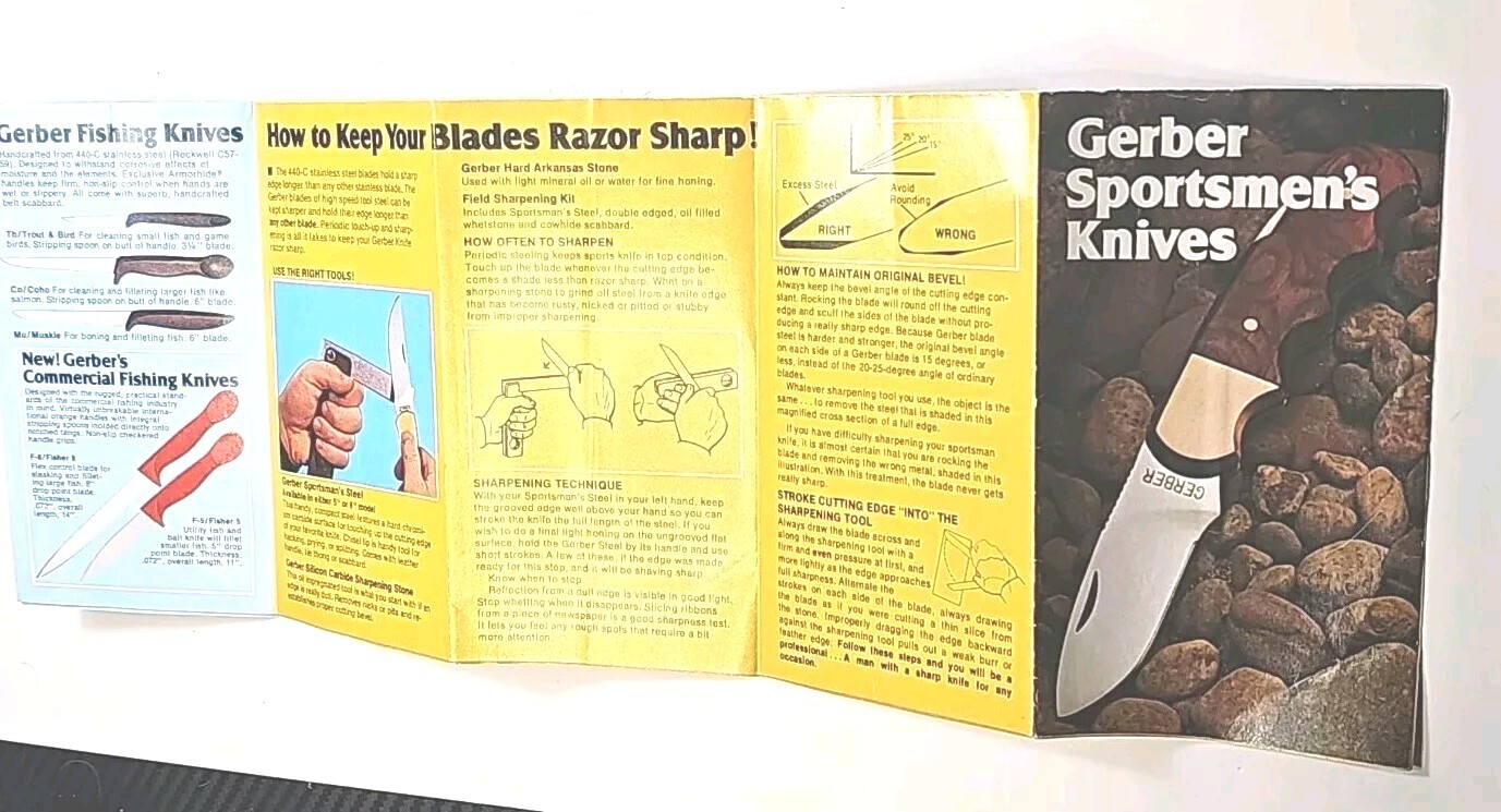 Vintage 1970’s Gerber Sportsmen’s Knives Knife Store Salesman’s Pamphlet