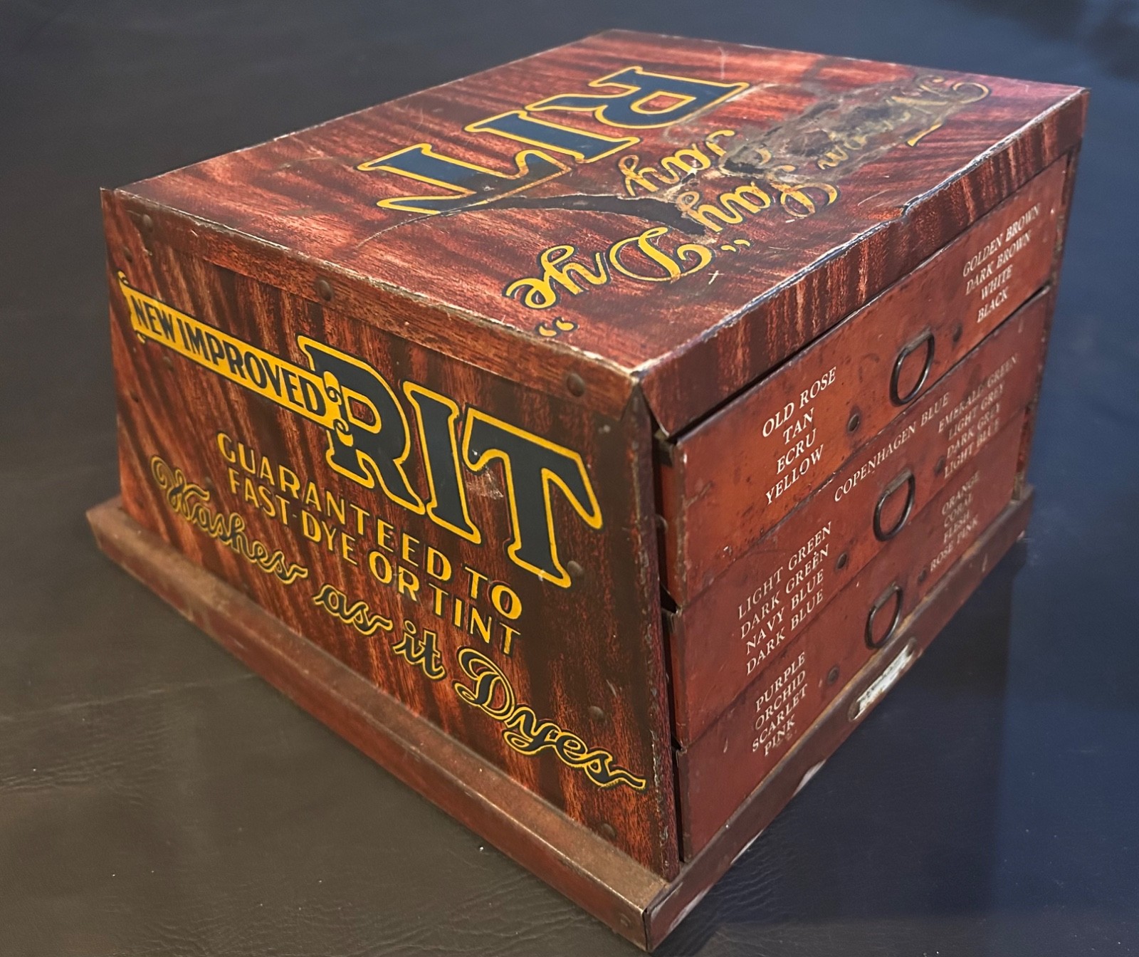 C1920 Tin Litho New Improved RIT Dyes Advertising Counter Top Store Display