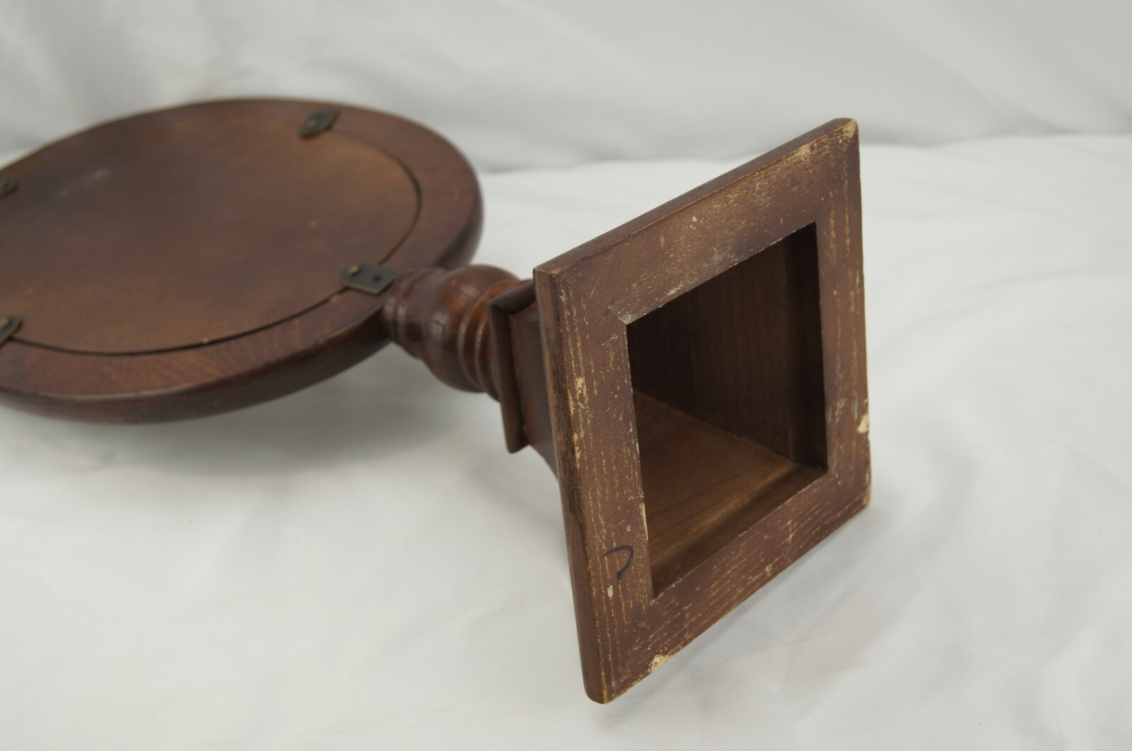 PA Estate Find Wooden Store Counter Display Mirror Vanity Beveled Round