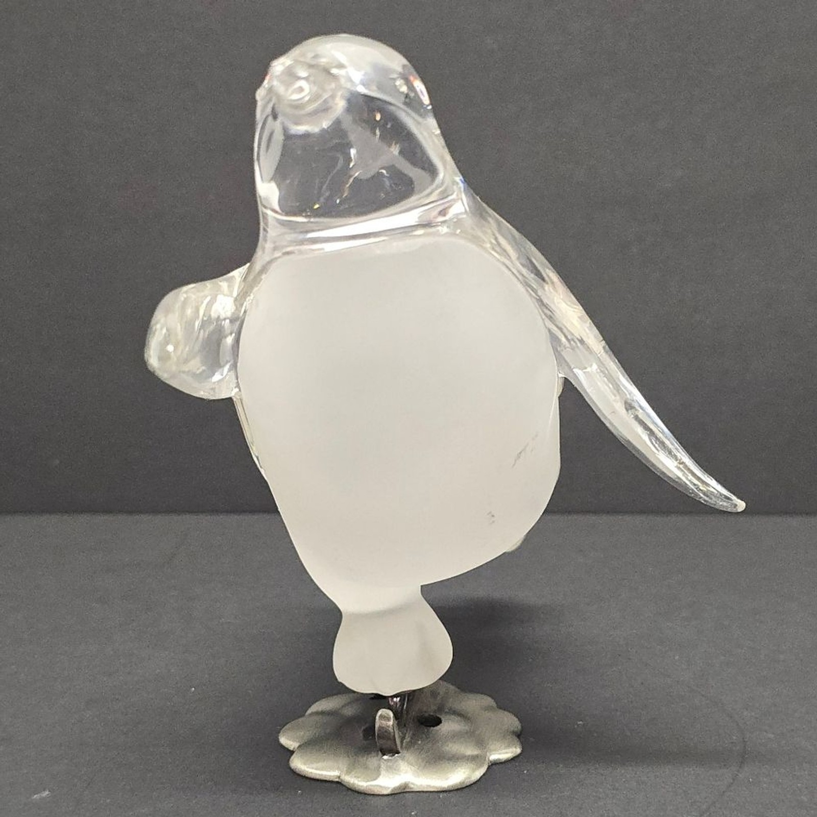 Lucite Penguin On Ice Skates MCM Frosted Christmas Prop Figurine Vintage 50s