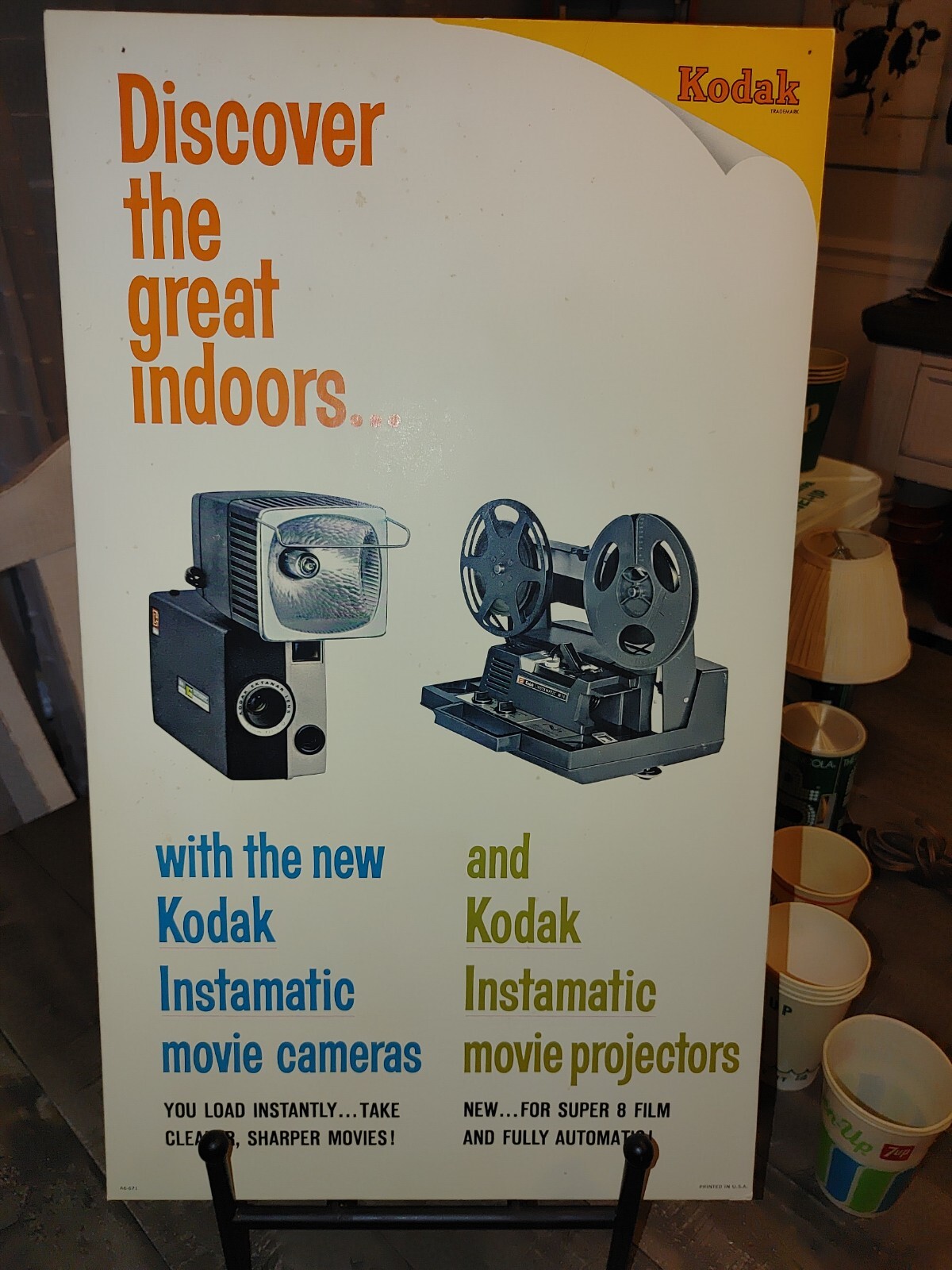 Vintage Kodak Instamatic Film Easel Back Counter Top Cardboard Store Display