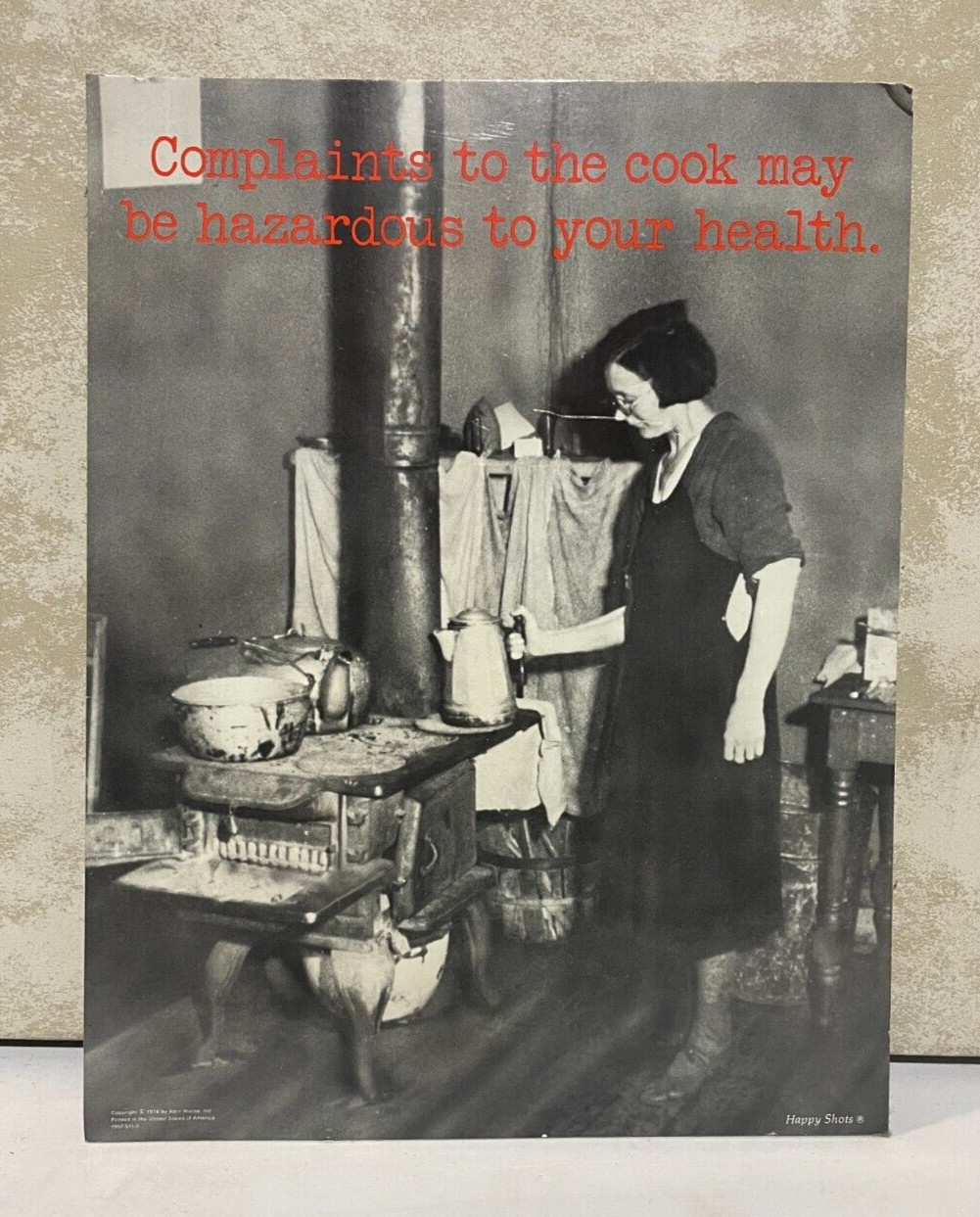 Cardboard April House 1976 Ad Woman Complaints to the Cook Vintage Store Display