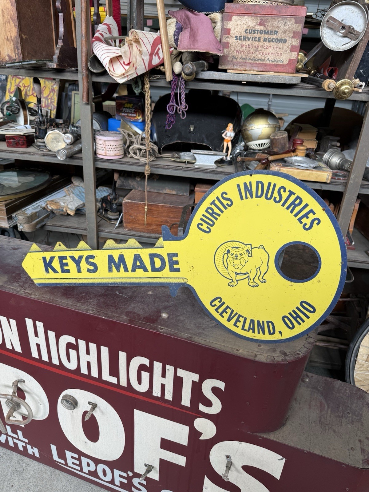 Vintage Curtis Industries Ohio Keys Made Hardware Store Large 30” Metal Sign