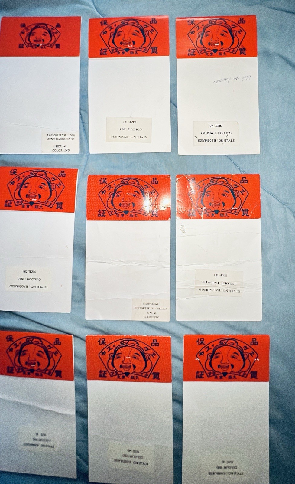 Lot Of 27 Original Evisu Genes Jeans Back Pocket Paper Store Flash Tags