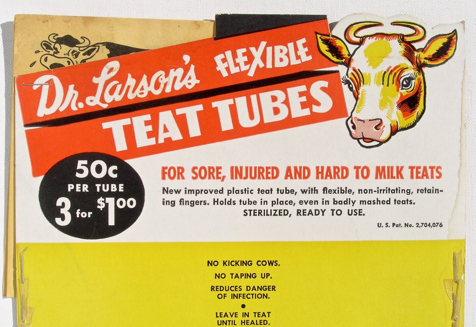 Vintage Dr Larsons’s Teat Tubes Cow Farm Agriculture Store Advertising Displays