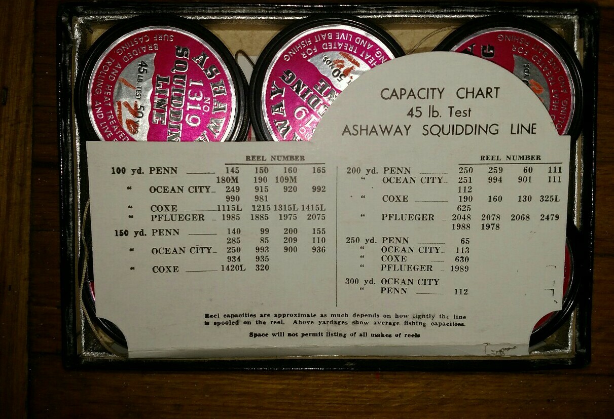 Rare Vintage Ashaway store advertising display 6 full with fishing lines