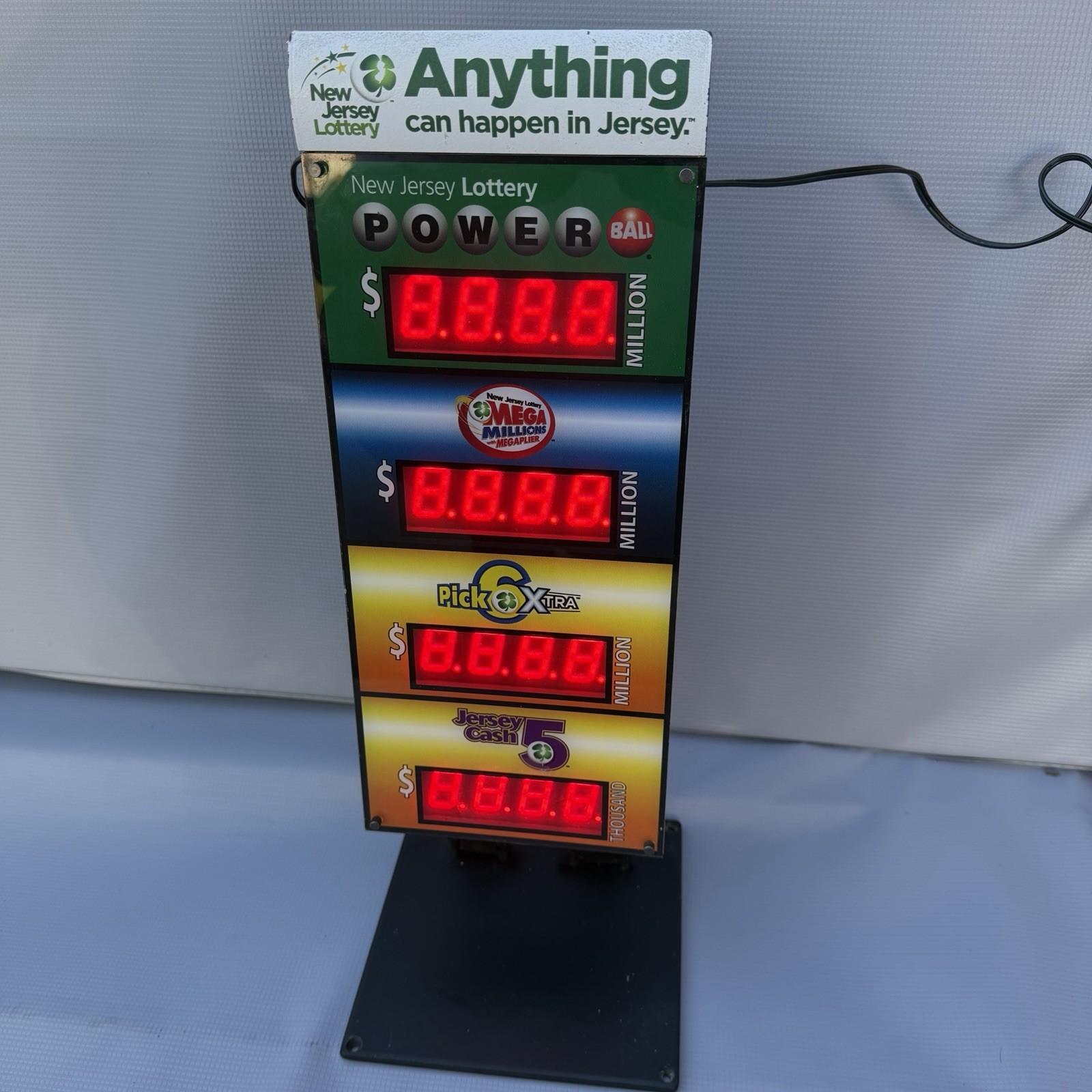 Vintage New Jersey Lottery Wireless Quad Jackpot LED Display Sign